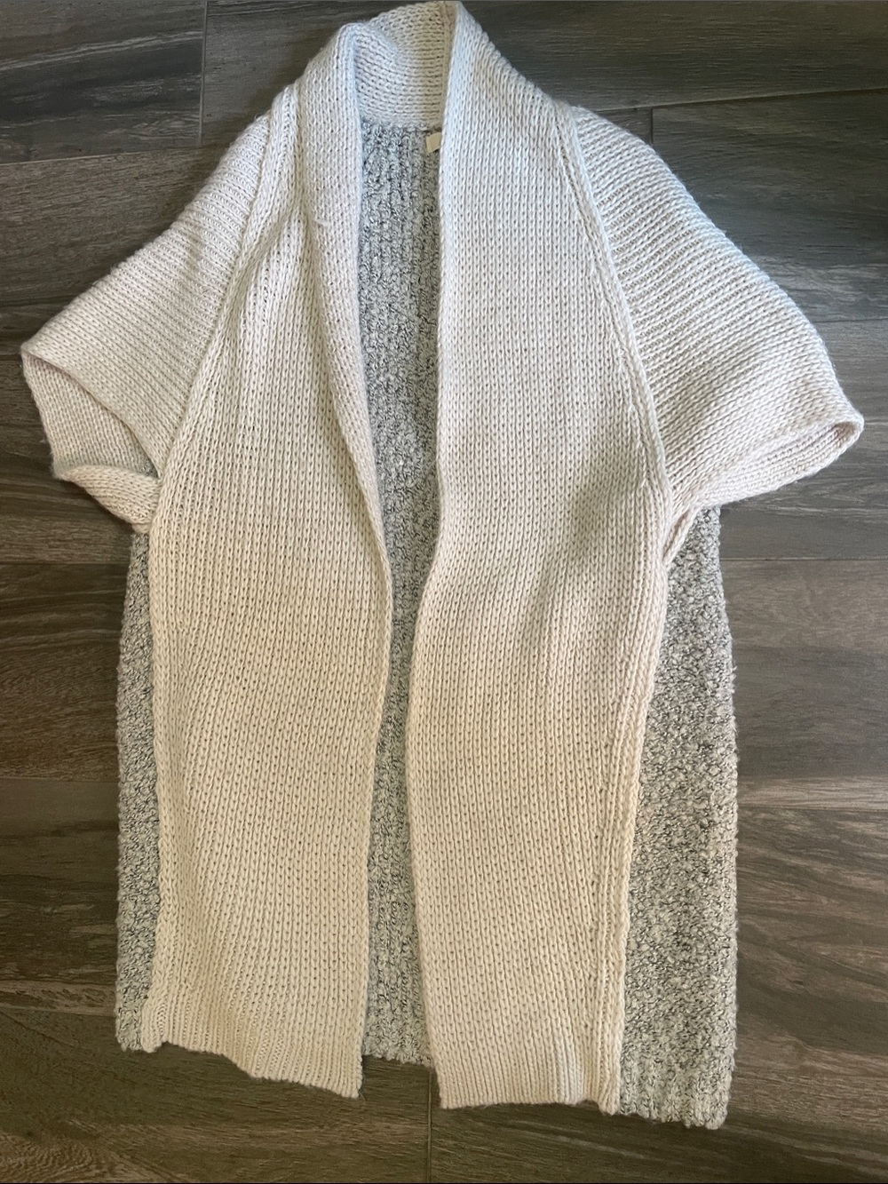 Elan Cream Open-Front Knit Short-Sleeve Cardigan